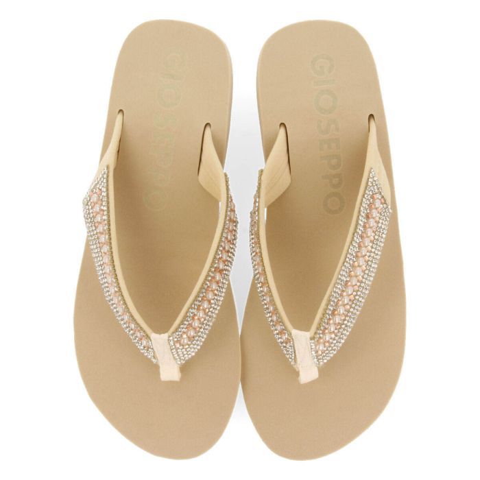 CHANCLAS DE EVA CON CUÑA Y DETALLE DE TIRAS CON PERLAS BERLONE 68109-P-BEIG