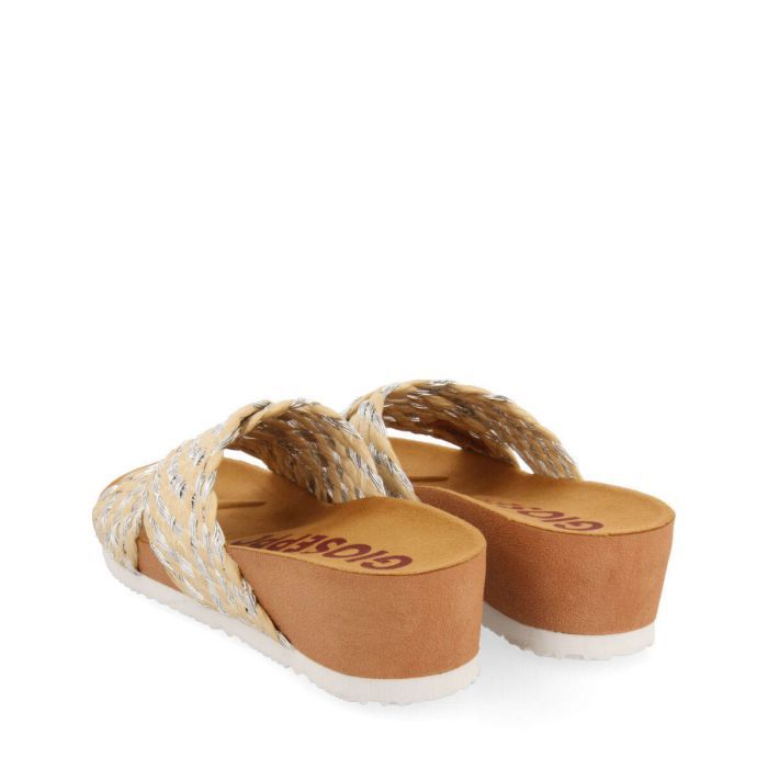 CHANCLAS ESTILO BIO CON TIRAS EN RAFIA Y PLATA BANDRELE 68137-P-NATURAL
