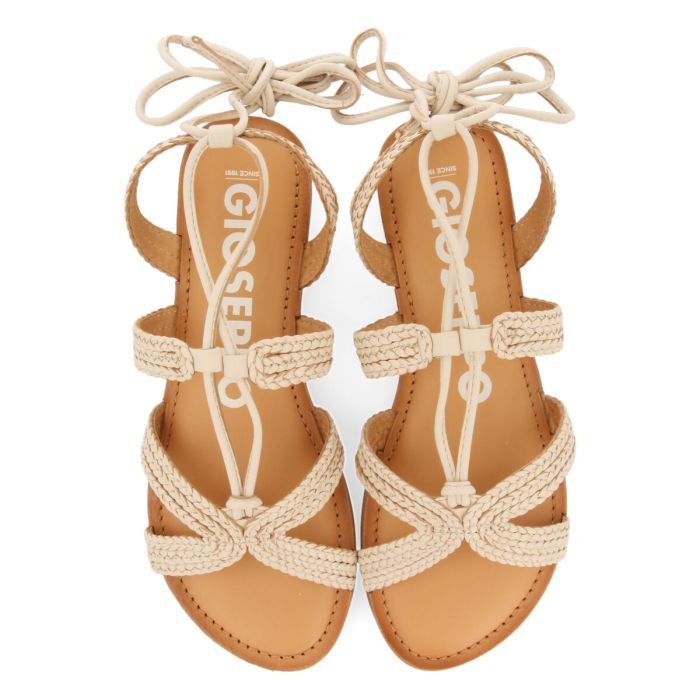 SANDALIAS PLANAS DE PIEL OFF-WHITE TRENZADAS CON CORDONES DARNEY 69130-P