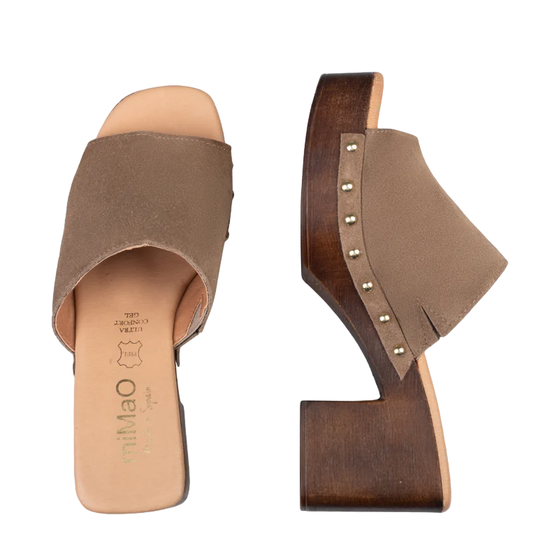 ZUECOS MIMAO CON TACÓN Y PLATAFORMA TAUPE MODELO HOLIDAY