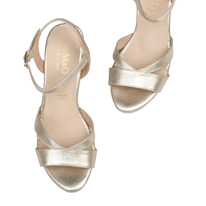 SANDALIAS MIMAO TACÓN ALTO Y PLATAFORMA PLATINO MODELO PARIS
