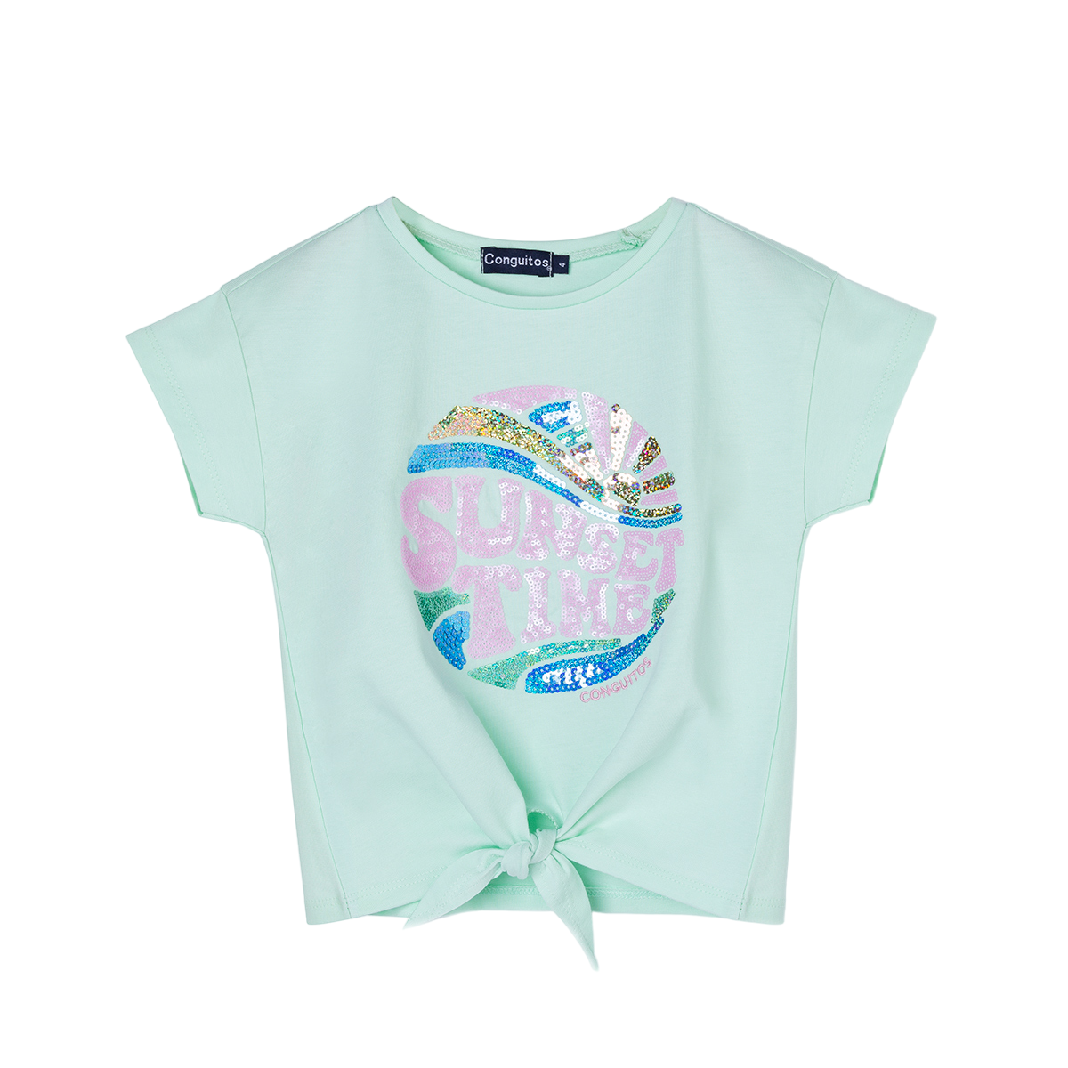 CAMISETA CONGUITOS NIÑA MENTA-SUNSETTIME CON NUDO MVC50030