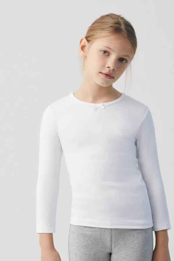 Camiseta Interior Infantil Manga Larga Blanca 18303