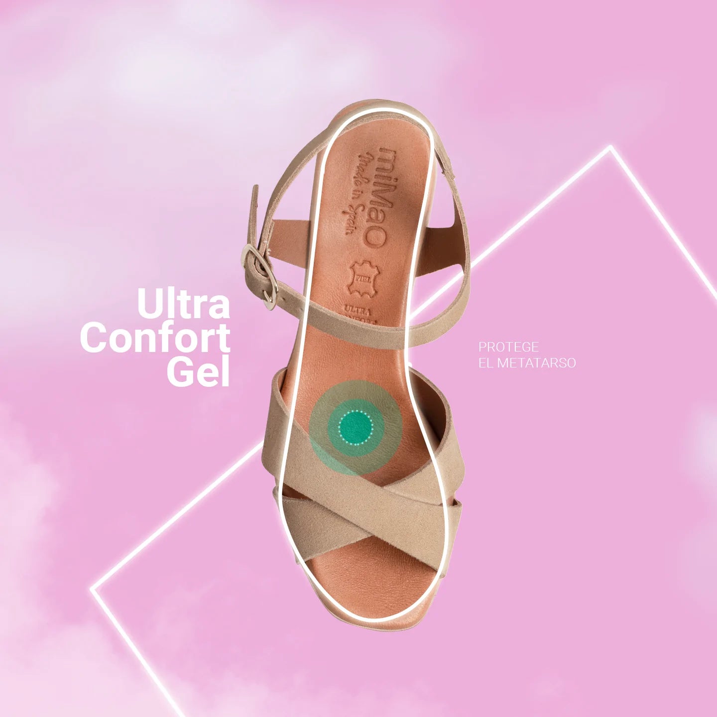 MYKONOS Sandalias con plataforma y tacón CAMEL