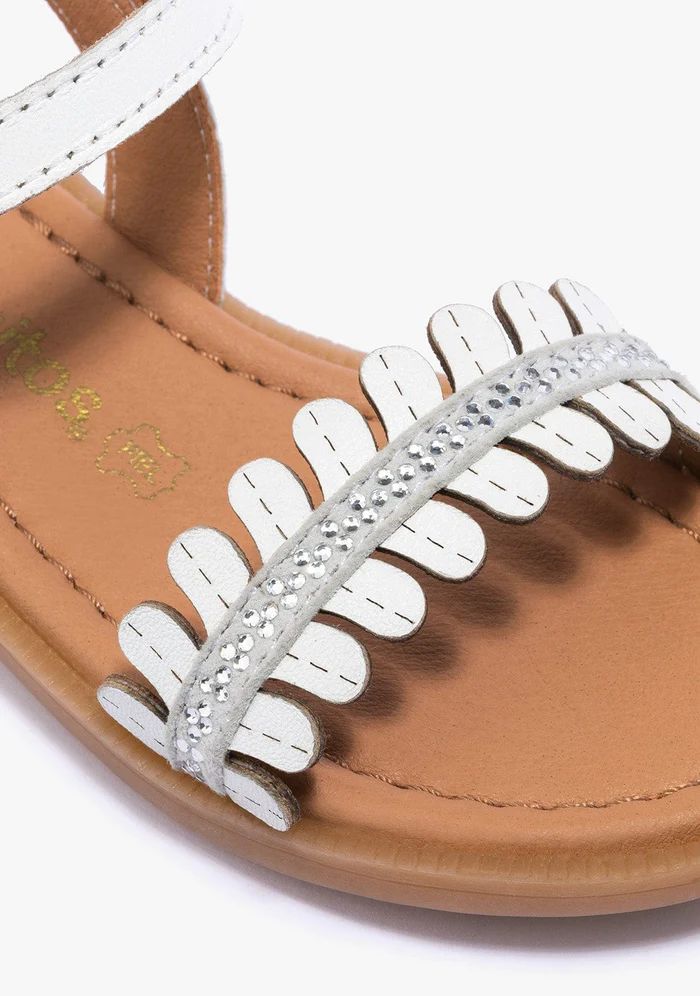 Sandalias Conguitos Hebilla Strass Napa Blanco NV130086-0001