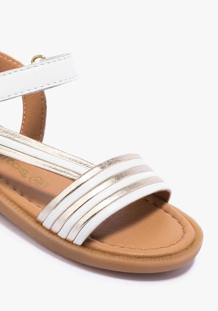 Sandalias de Niña Tira Adherente Napa Blanco Oro NV130077