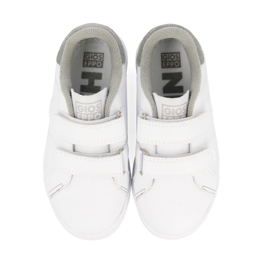 Sneakers colegiales blancas con detalle en gris y doble cierre ajustable VOLSK