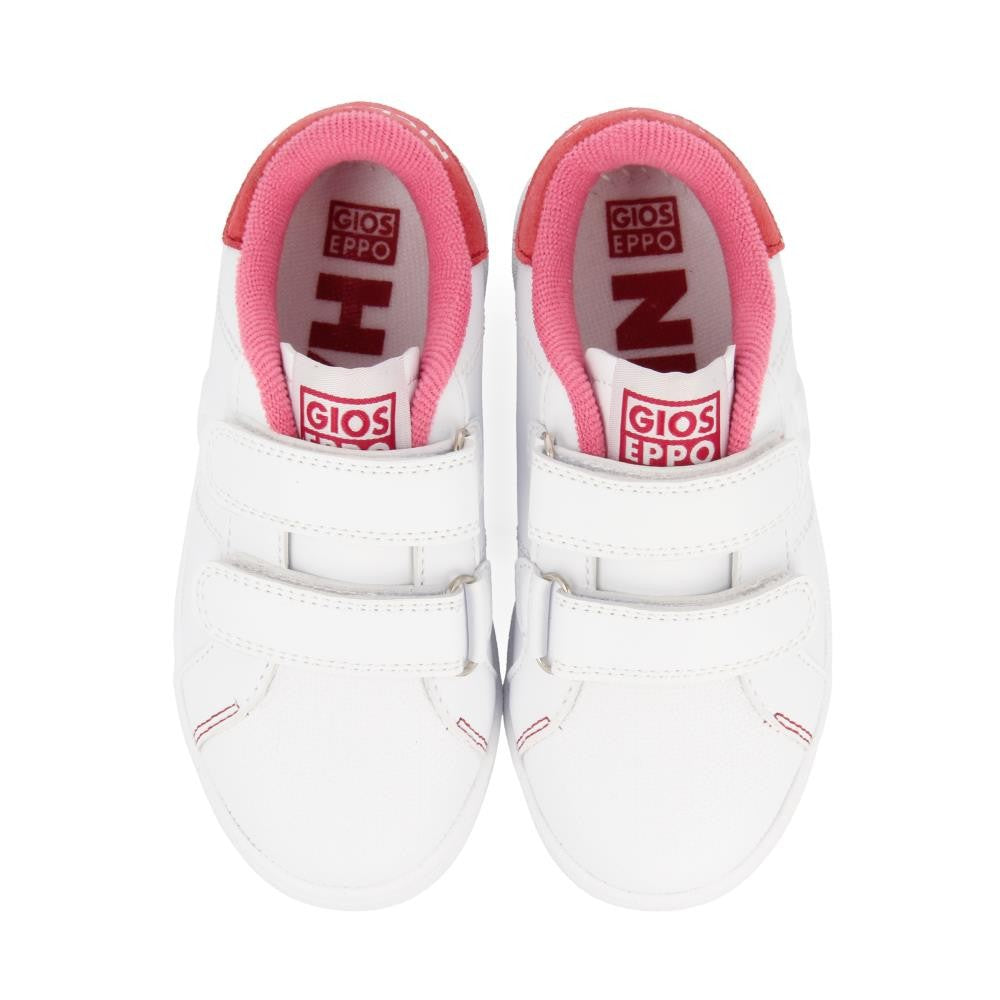Sneakers colegiales blancas con detalle en rosa y doble cierre ajustable VOLSK