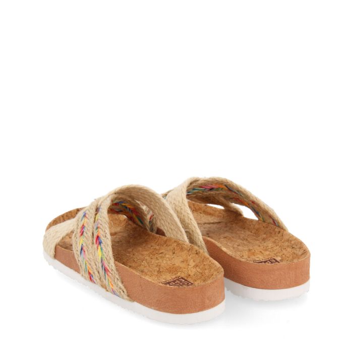 Chanclas de suela BIO con yute natural y multicolor para niña INZAGO
