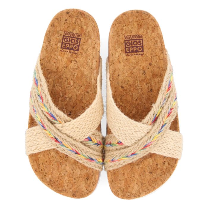 Chanclas de suela BIO con yute natural y multicolor para niña INZAGO