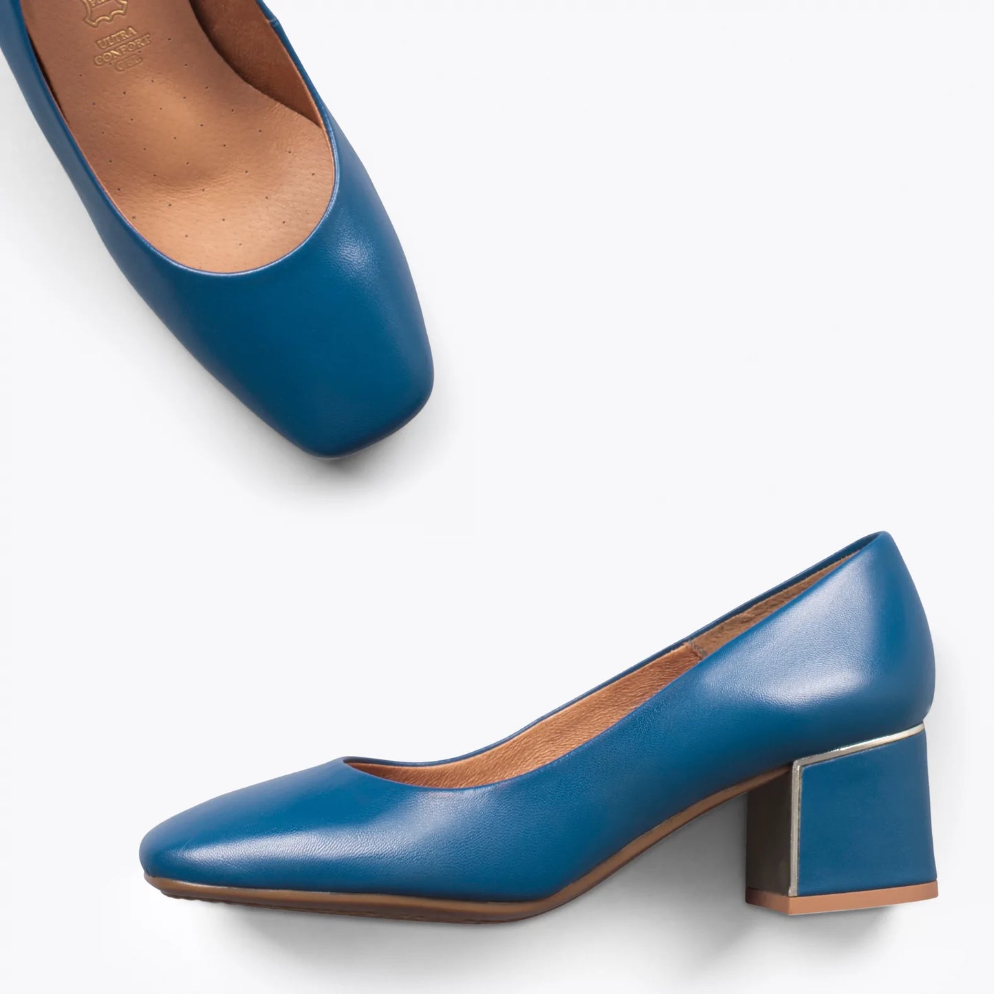 FEMME Zapatos de tacón con puntera cuadrada de napa AZUL