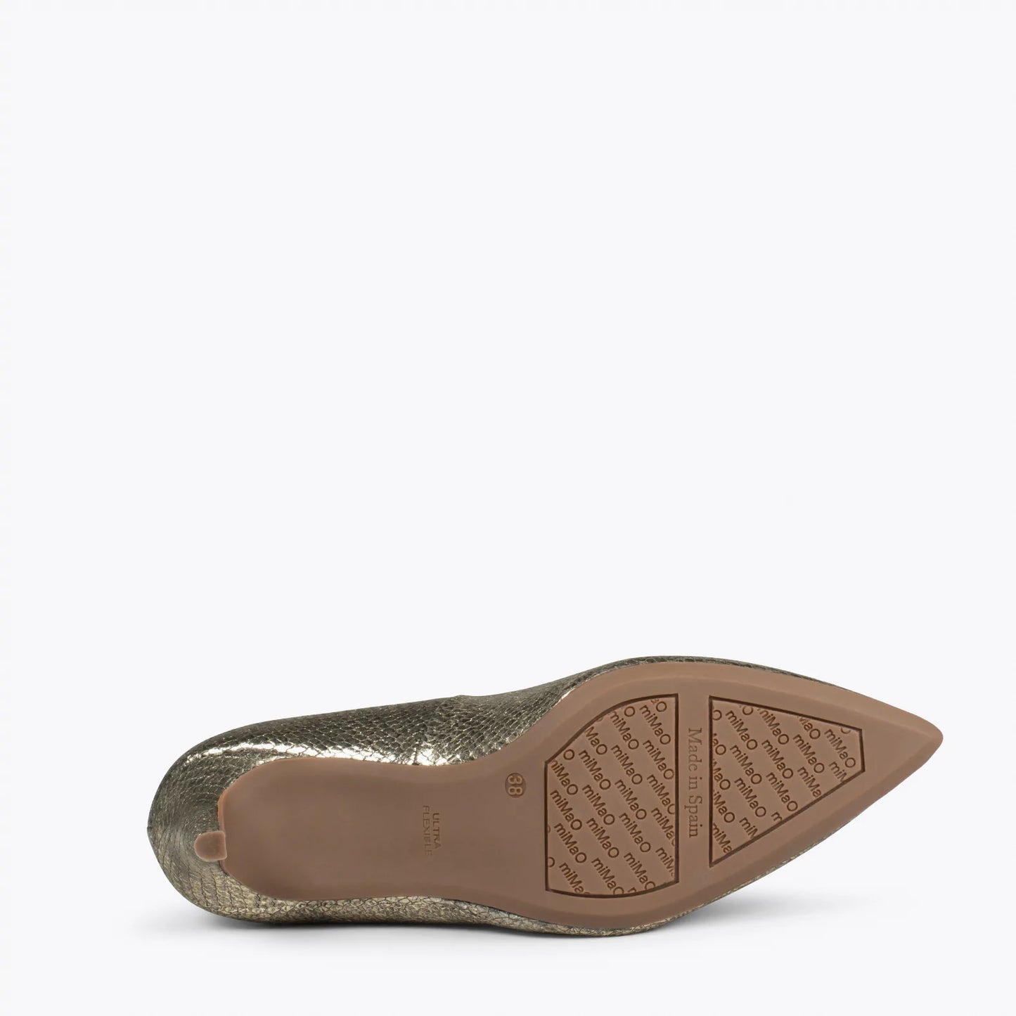 STILETTO SAUVAGE - Zapatos de tacón de aguja con textura de serpiente metalizado ORO