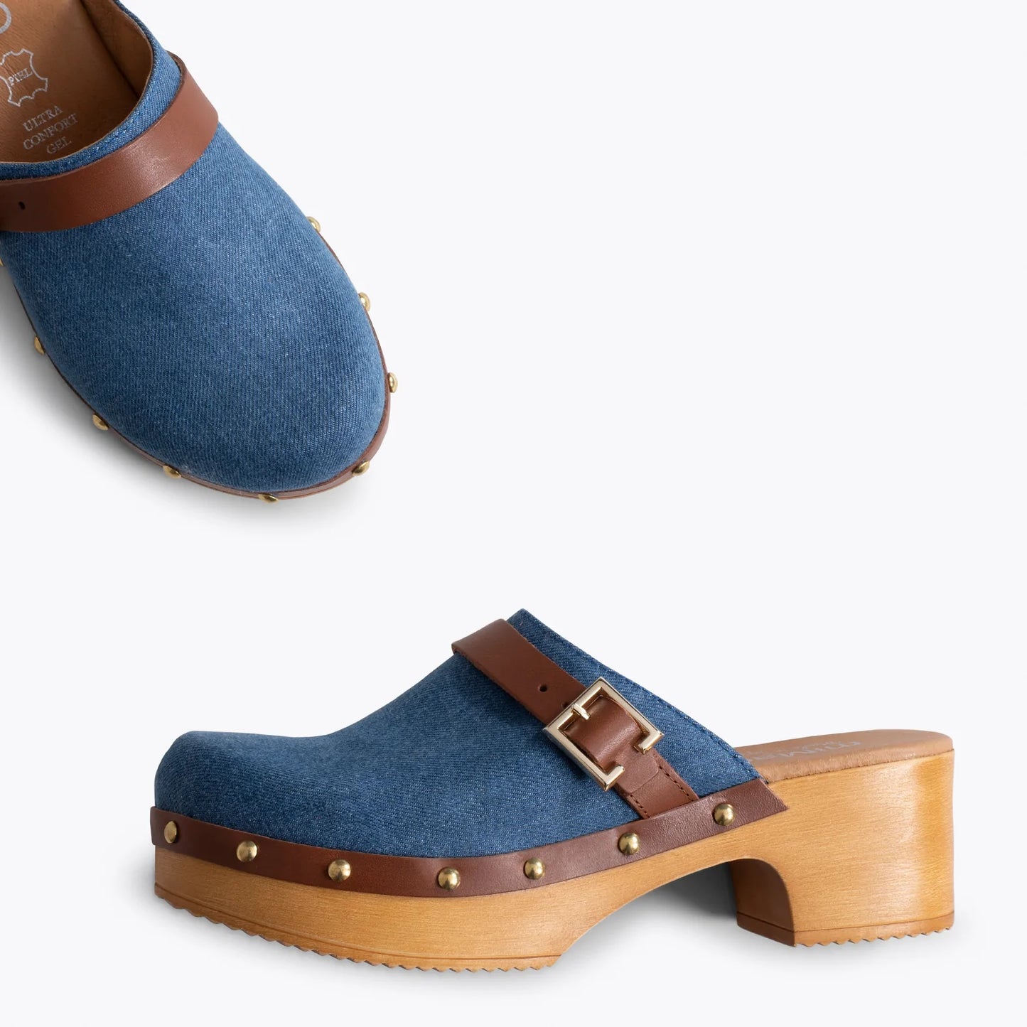 NIZA Zuecos con tacón y plataforma AZULES