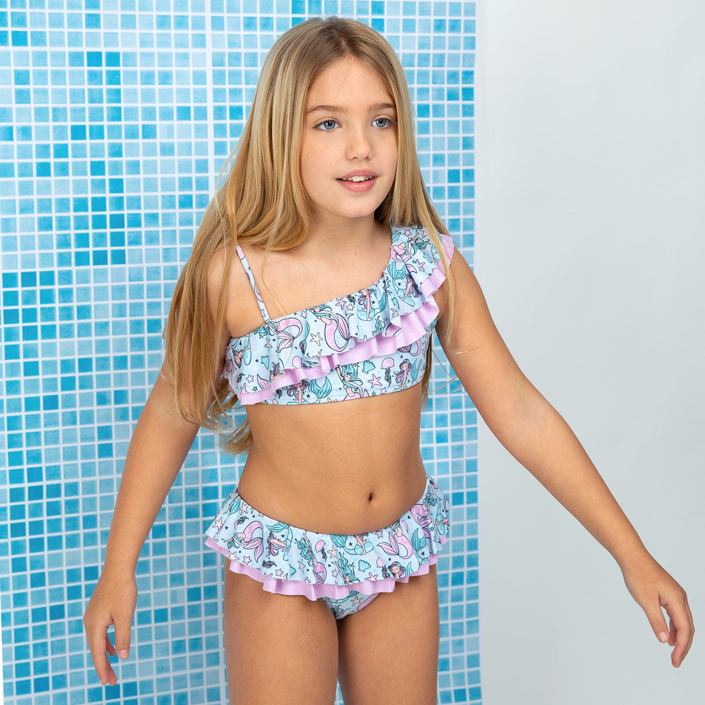 Bikini Conguitos niña sirena azulado