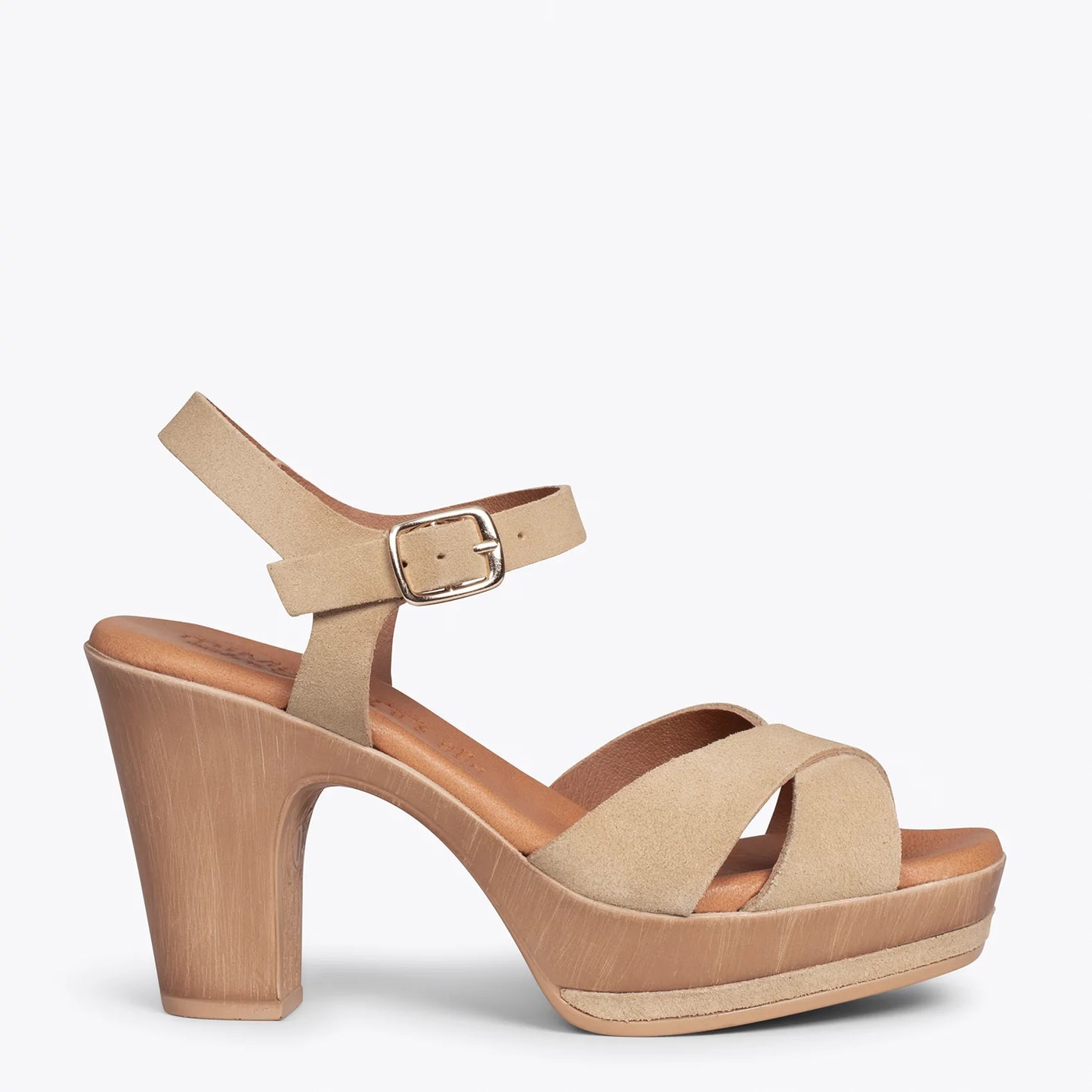 MYKONOS Sandalias con plataforma y tacón CAMEL