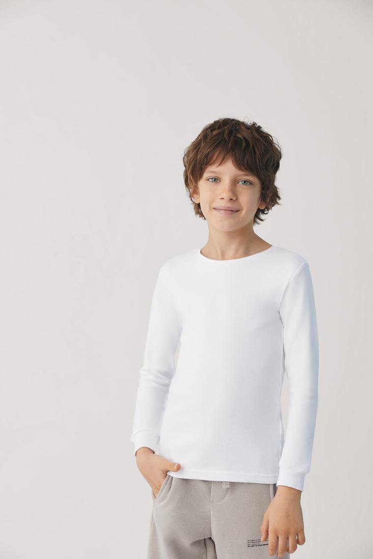 Camiseta Interior Infantil Manga Larga Blanca 18301