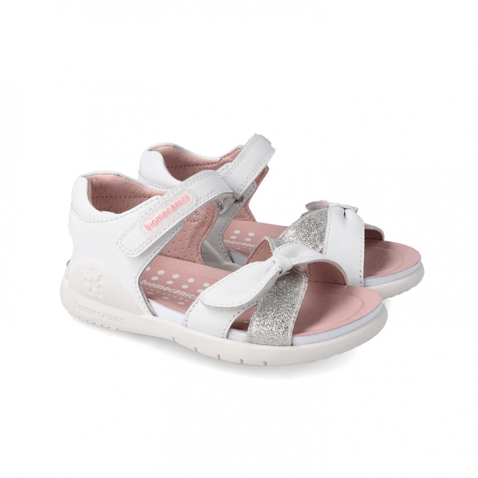 SANDALIA BIOMECANICS BLANCA-PLATA 232246C
