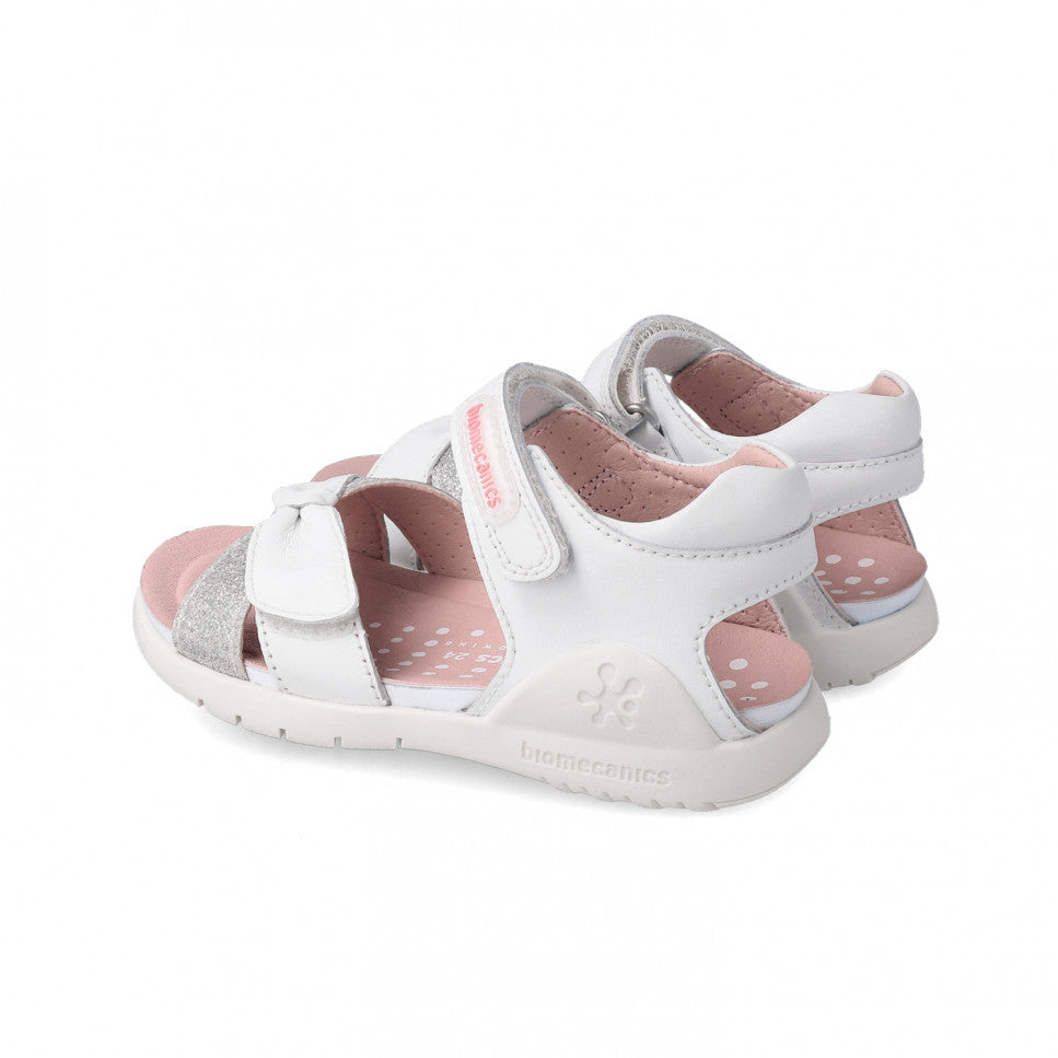 SANDALIA BIOMECANICS BLANCA-PLATA 232246C