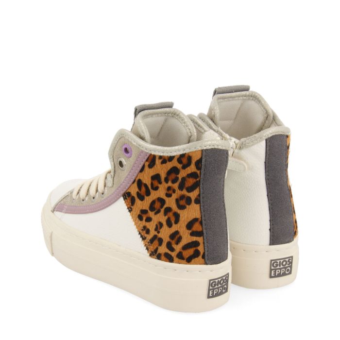 SNEAKERS GIOSEPPO BLANCAS ABOTINADAS CON GLITTER LEOPARD GLASNEVIN 67749