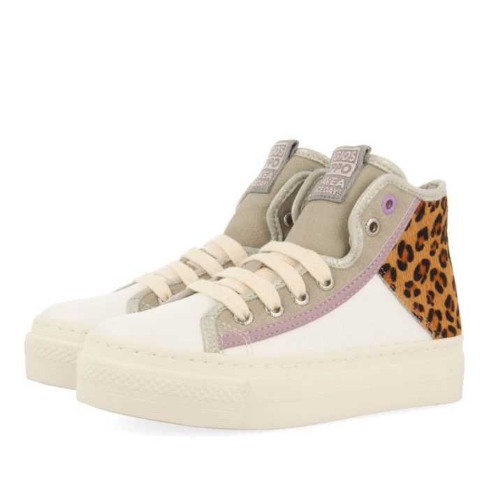 SNEAKERS GIOSEPPO BLANCAS ABOTINADAS CON GLITTER LEOPARD GLASNEVIN 67749