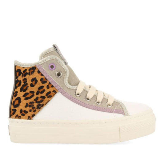 SNEAKERS GIOSEPPO BLANCAS ABOTINADAS CON GLITTER LEOPARD GLASNEVIN 67749