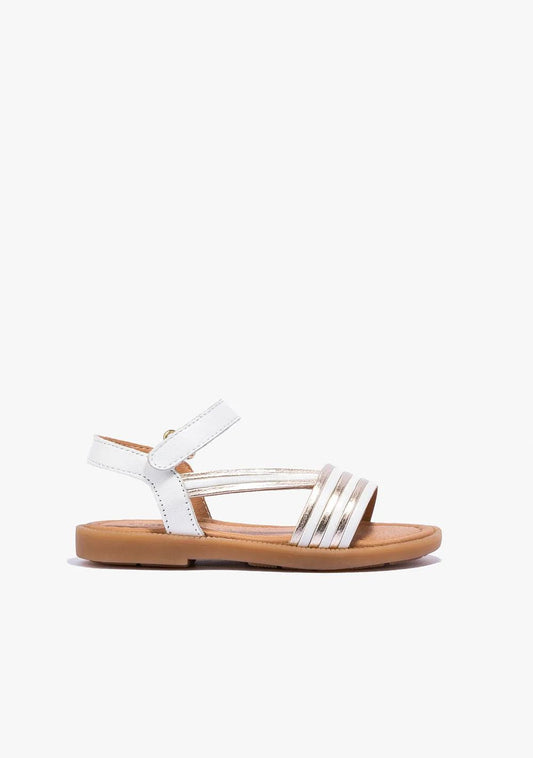 Sandalias de Niña Tira Adherente Napa Blanco Oro NV130077