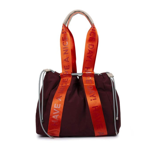 BOLSO ESTILO SHOPPER EN BURDEOS DE NYLON CON DOBLE ASA EN HOMBRO PARA MUJER OPUZEN