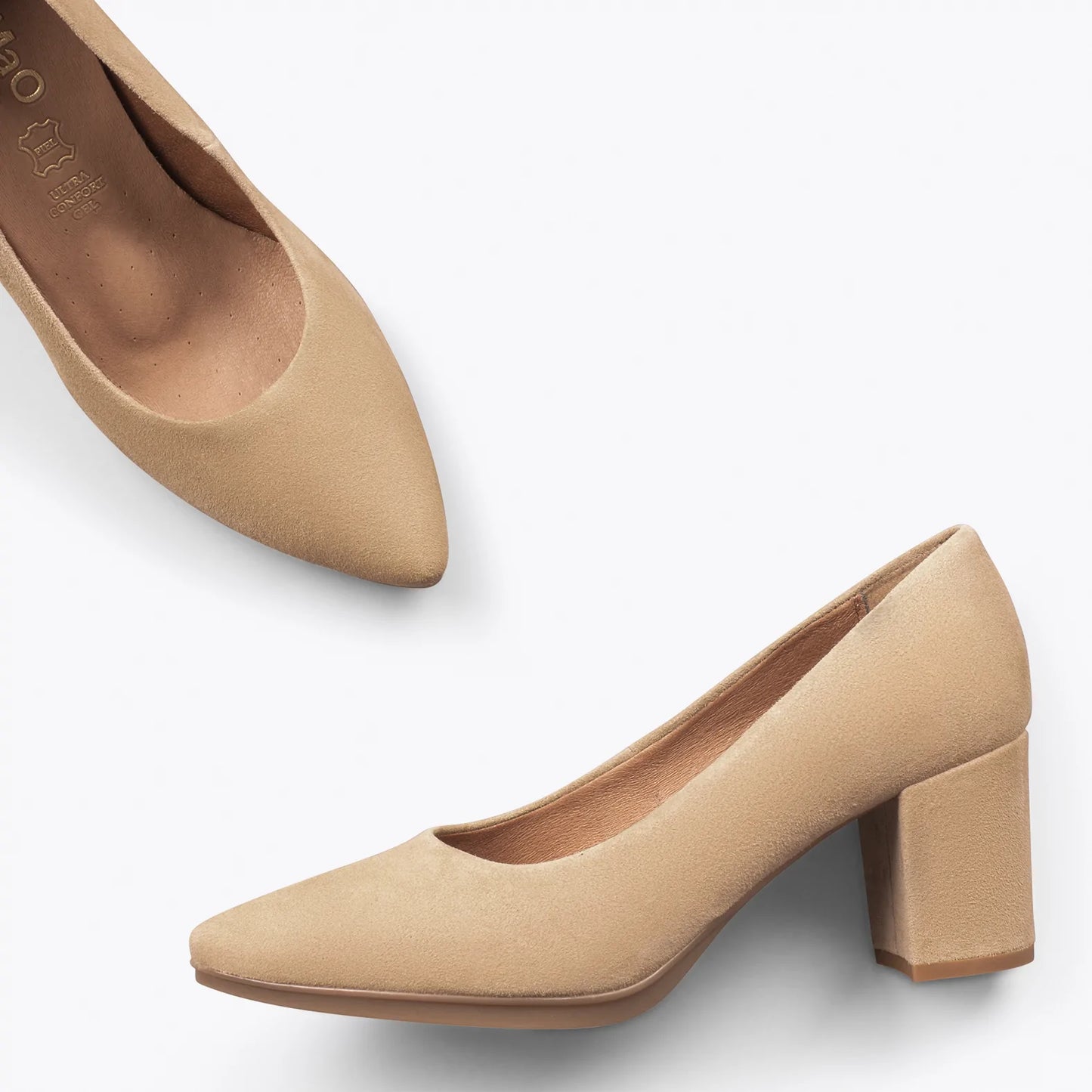 URBAN S – Zapatos de tacón medio de ante BEIGE
