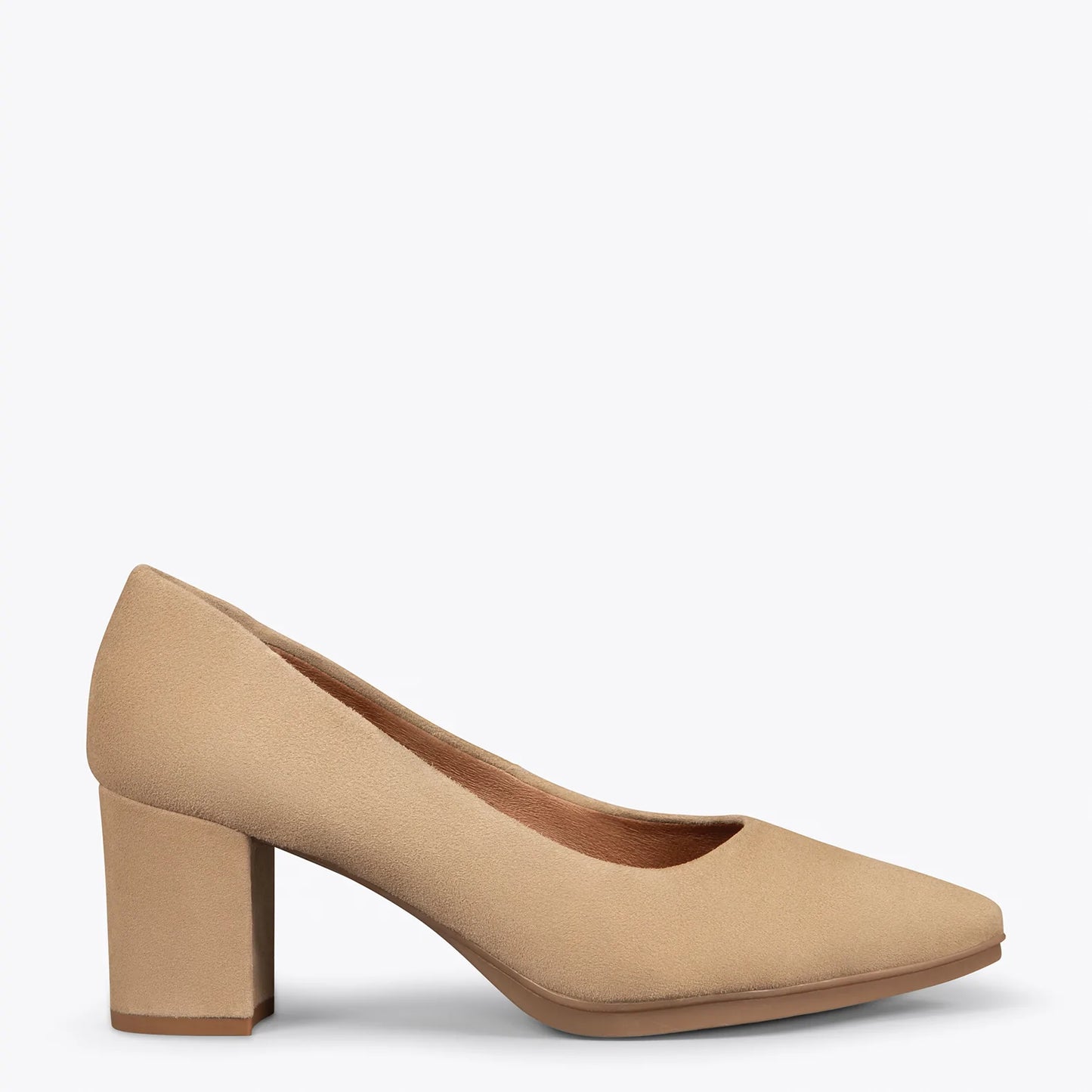 URBAN S – Zapatos de tacón medio de ante BEIGE