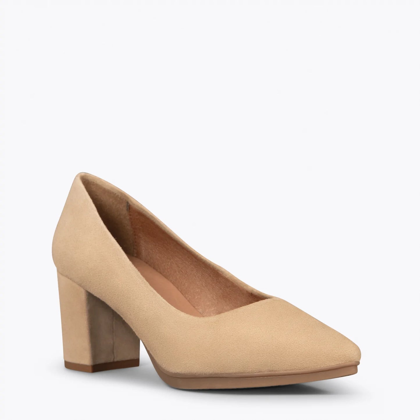 URBAN S – Zapatos de tacón medio de ante BEIGE