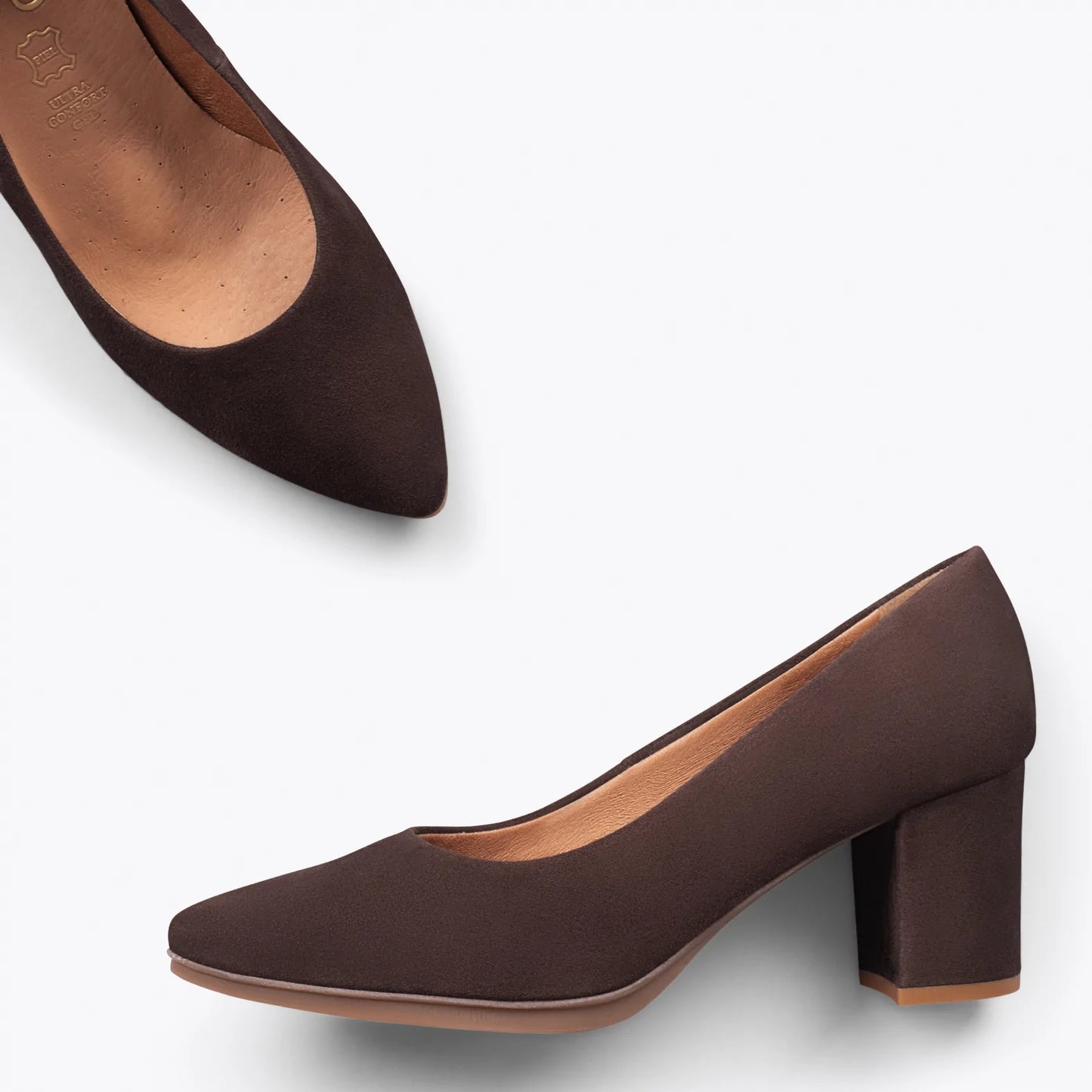 URBAN S – Zapatos de tacón medio de ante MARRÓN