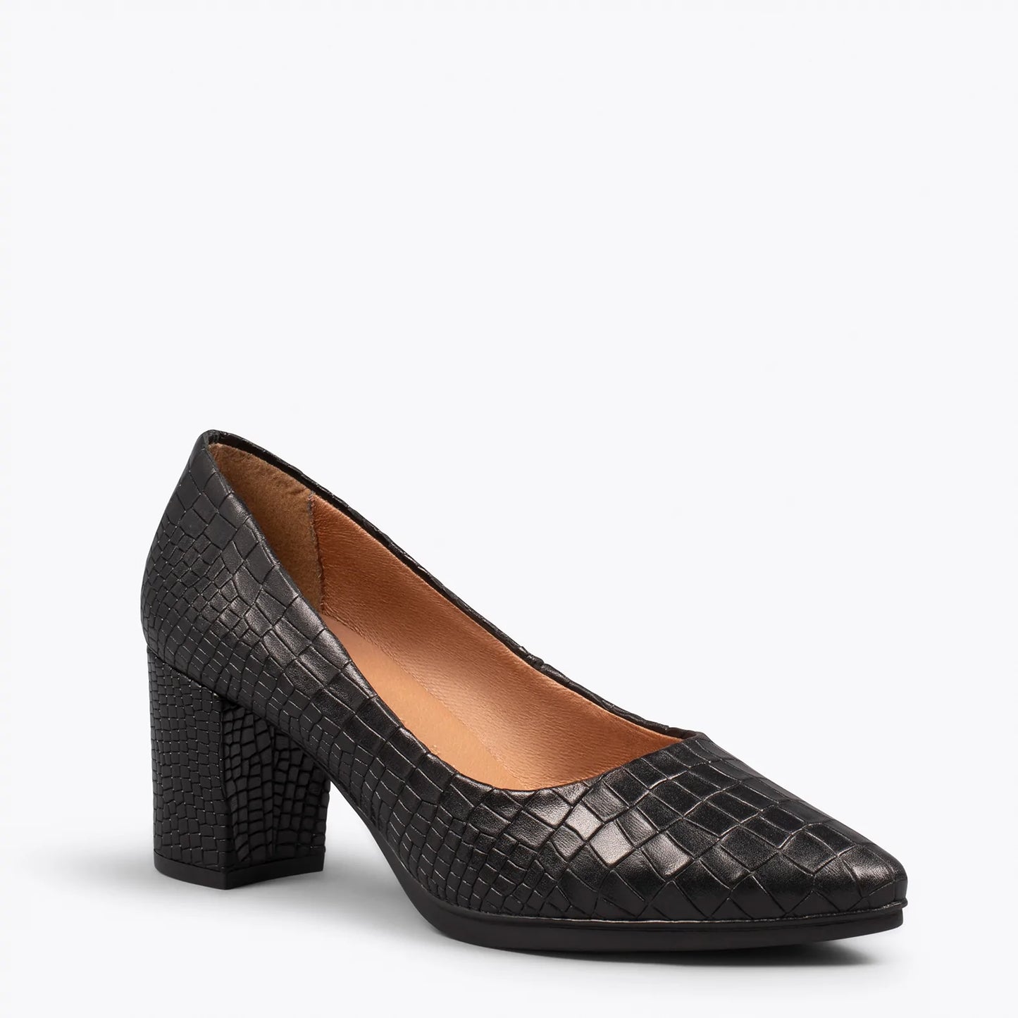 URBAN S COCO – Zapatos de tacón con textura de cocodrilo NEGRO