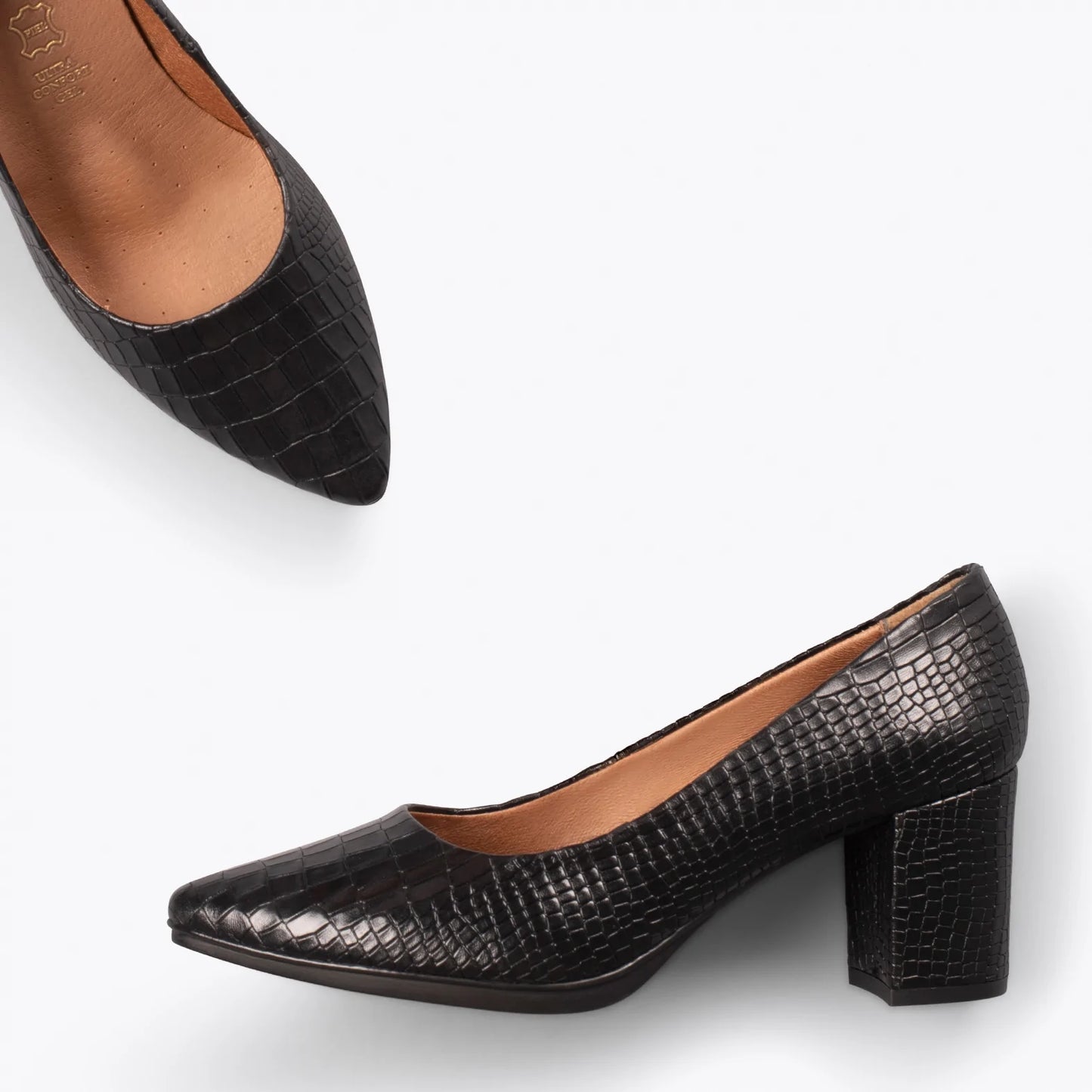 URBAN S COCO – Zapatos de tacón con textura de cocodrilo NEGRO