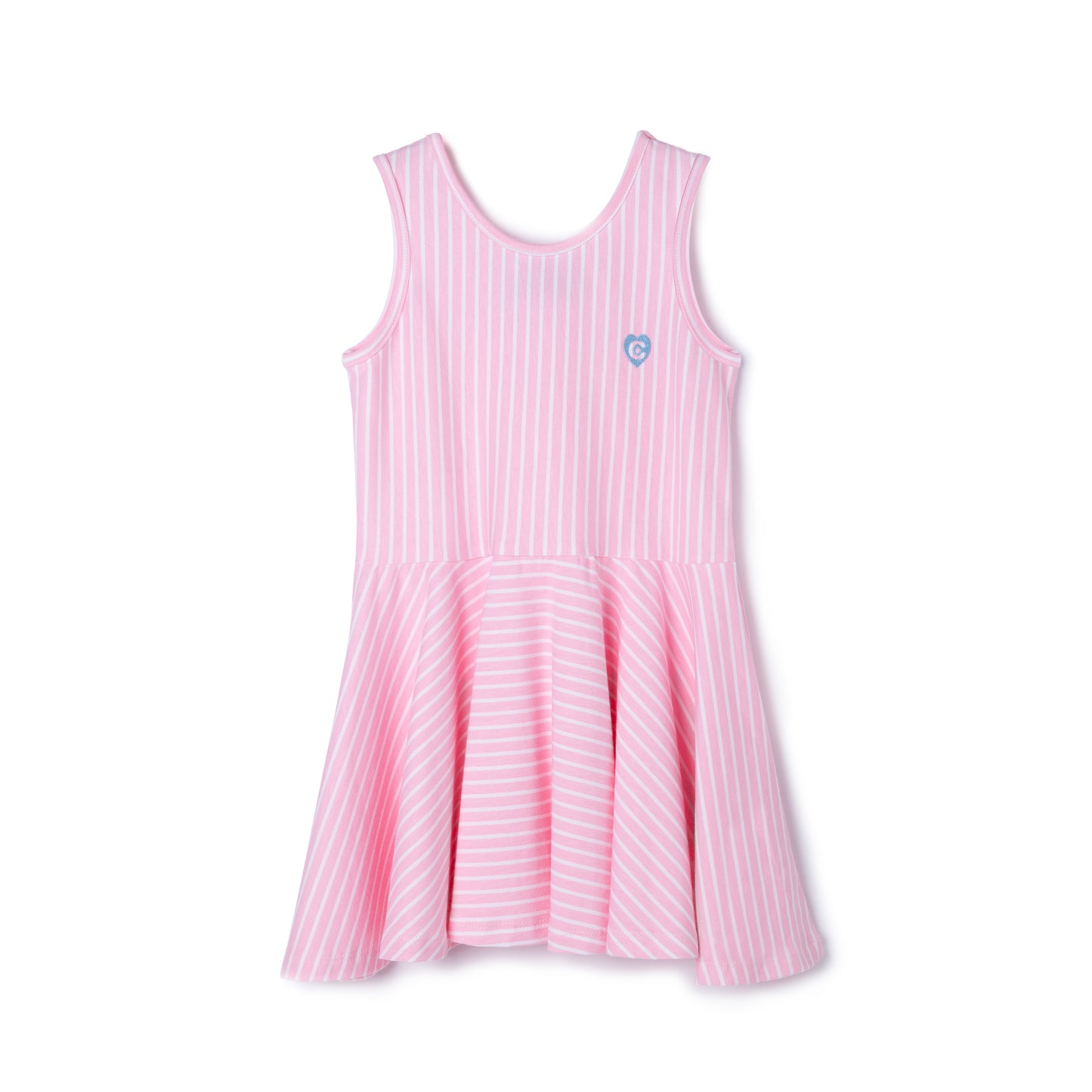 VESTIDO NIÑA SKATER LOGO RAYAS CELESTE