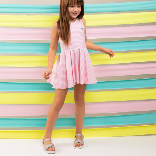 Vestido Conguitos niña skater logo rayas ROSA