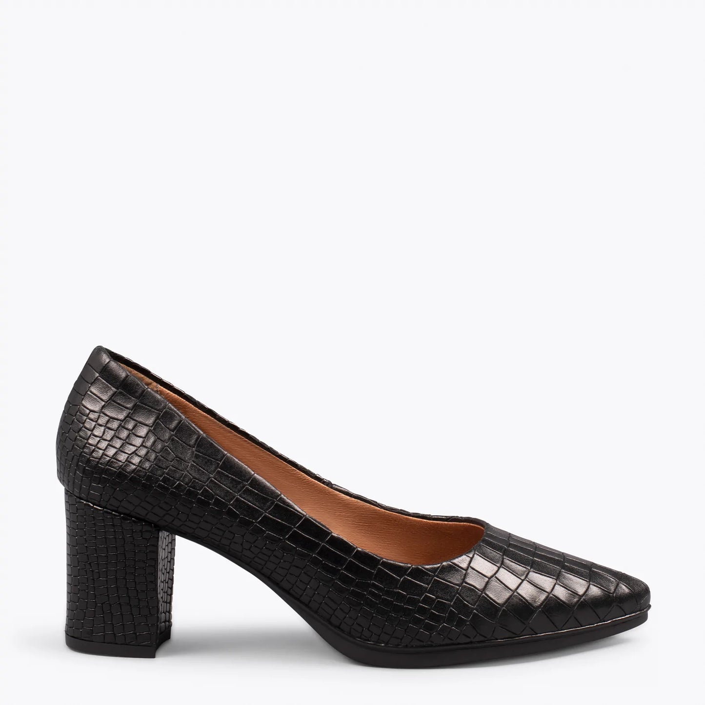 URBAN S COCO – Zapatos de tacón con textura de cocodrilo NEGRO