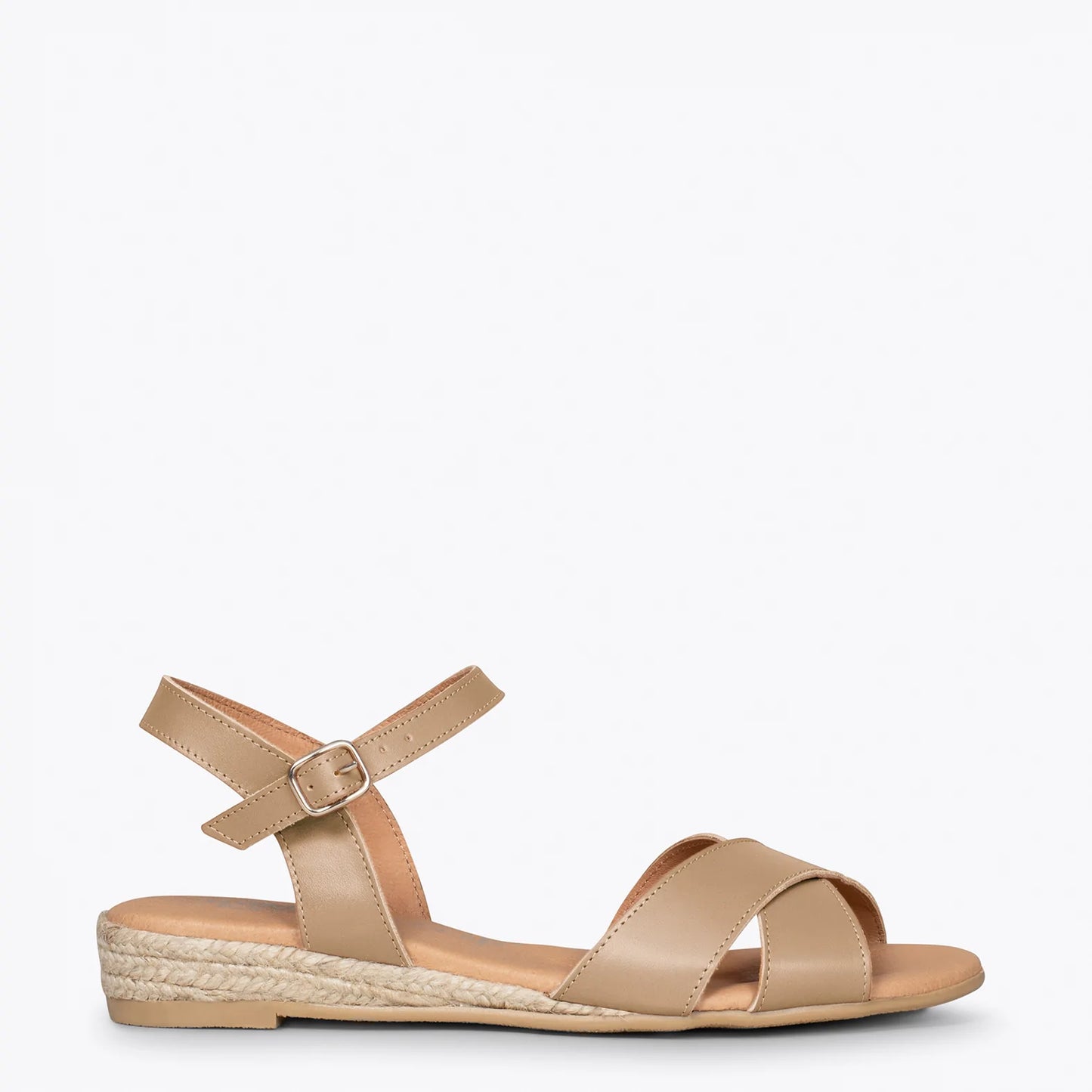 CÍES Sandalias de esparto de tiras cruzadas CAMEL